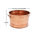 Copper Hammered Pattern Galvanized Farmhouse Style Tub Pot Bucket