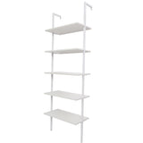 5-Tier Shelf Modern Wood Ladder Bookcase with Metal Frame, Industrial