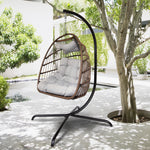 Swing Egg Chair, Stand, Indoor Outdoor Wicker Rattan Patio Basket Hanging Chair, C Type bracket ; cushion pillow;