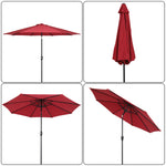 9FT Central Umbrella Portable Waterproof Folding Sunshade,Beach, Camping,Garden, Backyard, Pool,Deck, Wine Red