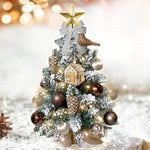 2ft Tabletop Artificial Mini Christmas Tree, Flocked Snow; Ornaments, Home & Office