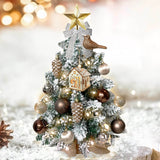 2ft Tabletop Artificial Mini Christmas Tree, Flocked Snow; Ornaments, Home & Office
