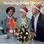 2ft Tabletop Artificial Mini Christmas Tree, Flocked Snow; Ornaments, Home & Office
