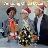 2ft Tabletop Artificial Mini Christmas Tree, Flocked Snow; Ornaments, Home & Office