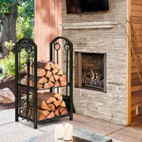 Fireplace Double Log Rack with 4 Pieces Fireplace Tools