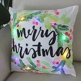 1 Pc Led Light Cushion Cover Wreath Print Christmas Decorations Christmas Pillow Case