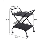 2-Tier Rolling Utility Cart with Wheels, Metal Bar Service Cart With Wine Rack, Lockable Wheel, Multi-Functional Storage Rack For Bar Office And Kitchen