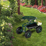 75*45*47cm Iron Short Handle Garden Cart Rolling Work Seat Outdoor Utility Lawn Yard Wagon Scooter Planting