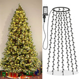 LED Christmas Tree Waterfall Lights 8 Modes Waterproof Outdoor Meteor Stars