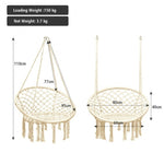 Comfortable And Safe Hanging Hammock Chair With Handwoven Macrame Cotton Backrest