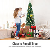 PVC Artificial Slim Pencil National Christmas Tree with Metal Stand