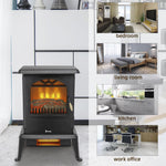 Electric Fireplace Stove Space Heater Portable Freestanding,Thermostat, Realistic Flame Logs Vintage style