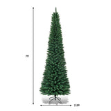 PVC Artificial Slim Pencil National Christmas Tree with Metal Stand