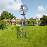 8ft Windmill Backyard, Ornamental, Yard, Weather Resistant Outdoor Garden Decor, Weather Vane