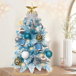 2ft Tabletop Artificial Mini Christmas Tree, Flocked Snow; Ornaments, Home & Office