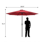 9FT Central Umbrella Portable Waterproof Folding Sunshade,Beach, Camping,Garden, Backyard, Pool,Deck, Wine Red