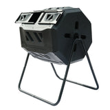 Garden Composting Tumbler Bin 42 Gal.  2 Chambers Dual Rotating Outdoor Yard Sliding Door Steel