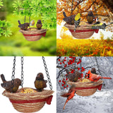 Hanging Tray Red Hat Shape Statue Wild BirdTree Decor Bird Feeder