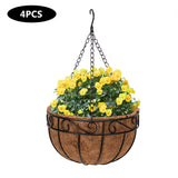 4 Pcs Metal Hanging Large Plant Basket, Round Wire Holder Chain Flower Pots Hanger