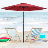 9FT Central Umbrella Portable Waterproof Folding Sunshade,Beach, Camping,Garden, Backyard, Pool,Deck, Wine Red