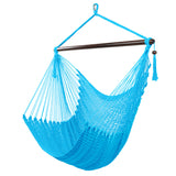 Caribbean Large Hammock Chair Swing Seat Hanging Chair with Tassels Tan light blue