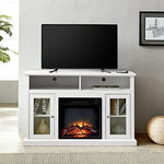 Modern Electric Fireplace Storage Cabinet, TV Stand Fit up to 55" Flat Screen TV, White