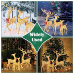 3-PCS LED Reindeer Family Christmas Outdoor Decoration, Battery, Plug; Ground Stakes