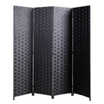 4-Panel Room Divider, Folding Privacy Screen, Double Hinged, Freestanding Room Separator, Black