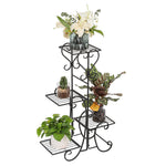 4 Potted Square Flower Metal Shelves Plant Pot Display Garden Stand Decoration