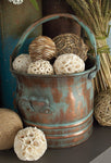 Green Tinged Metal Bucket Planter With Handles; Set of 3