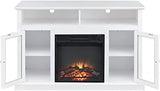 Modern Electric Fireplace Storage Cabinet, TV Stand Fit up to 55" Flat Screen TV, White