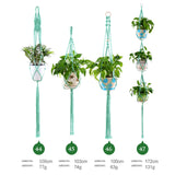 Macrame Plant Hanger with Hooks multi-Tiers Handmade Cotton Rope Hanging Planters Set Flower Pots Holder Stand Indoor Outdoor Boho Home Decor (Sea Green)