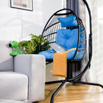 Swing Egg Chair, Stand, Indoor Outdoor Wicker Rattan Patio Basket Hanging Chair, C Type bracket ; cushion pillow;