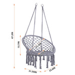 Hammock Chair Macrame Swing Max 330 Lbs Hanging Cotton Rope Chair for Indoor and Outdoor