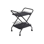 2-Tier Rolling Utility Cart with Wheels, Metal Bar Service Cart With Wine Rack, Lockable Wheel, Multi-Functional Storage Rack For Bar Office And Kitchen