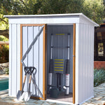 5 X 3 Ft Outdoor Garden Storage Shed, Galvanized Metal With Lockable, Backyard Trash Cans