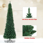 PVC Artificial Slim Pencil National Christmas Tree with Metal Stand