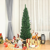 PVC Artificial Slim Pencil National Christmas Tree with Metal Stand