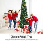 PVC Artificial Slim Pencil National Christmas Tree with Metal Stand