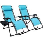 Zero Gravity Patio Folding Reclining Lounge Chairs Outdoor Foldable sidetable Porch Poolside, Set of 2