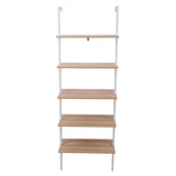 5-Tier Shelf Modern Wood Ladder Bookcase with Metal Frame, Industrial