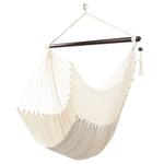 Caribbean Large Hammock Chair Swing Seat Hanging Chair with Tassels Tan light blue