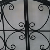 43 Inches 2 Door Iron Fireplace Screen; Mesh Design; Scrollwork; Black; DunaWest