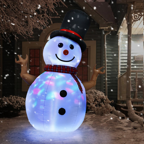 8ft Christmas Quick Air Inflatable Rotating Snowman w/Colored LED Outdoor Decoration