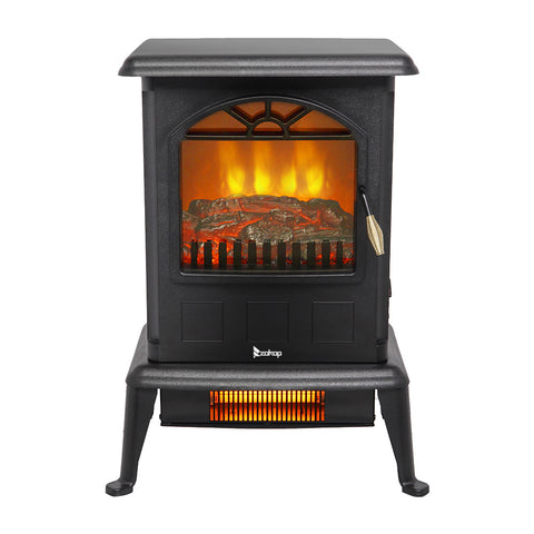 Electric Fireplace Stove Space Heater Portable Freestanding,Thermostat, Realistic Flame Logs Vintage style