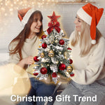 2ft Tabletop Artificial Mini Christmas Tree, Flocked Snow; Ornaments, Home & Office