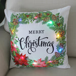 1 Pc Led Light Cushion Cover Wreath Print Christmas Decorations Christmas Pillow Case