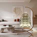 Swing Egg Chair, Stand, Indoor Outdoor Wicker Rattan Patio Basket Hanging Chair, C Type bracket ; cushion pillow;
