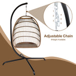 Swing Egg Chair, Stand, Indoor Outdoor Wicker Rattan Patio Basket Hanging Chair, C Type bracket ; cushion pillow;