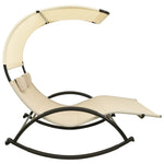 Rocking Double Sun Lounger with Canopy Textilene Cream